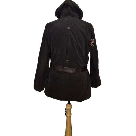 Vintage Salomon Corduroy Hooded Jacket Women’s L Embroidered Ski Snow Parka - Picture 3 of 13